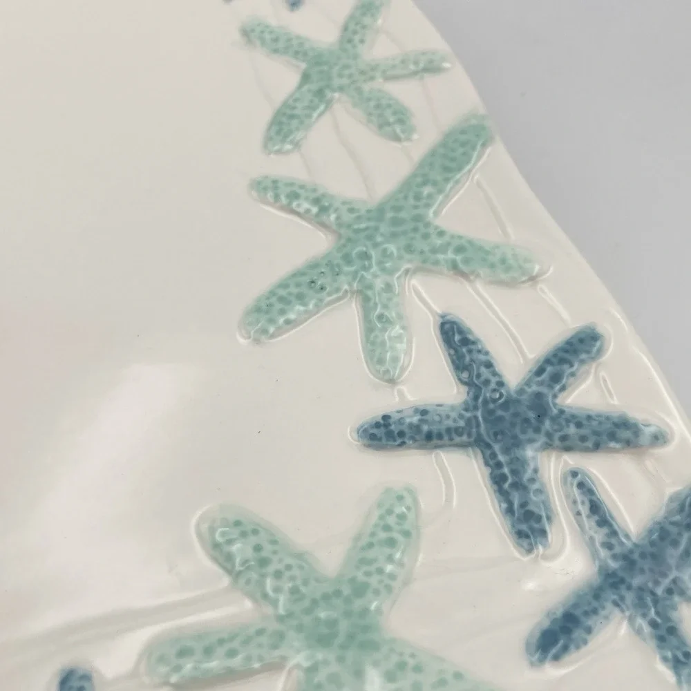Coastal Home Cape Coral Starfish Square Dinner Plates 10.75